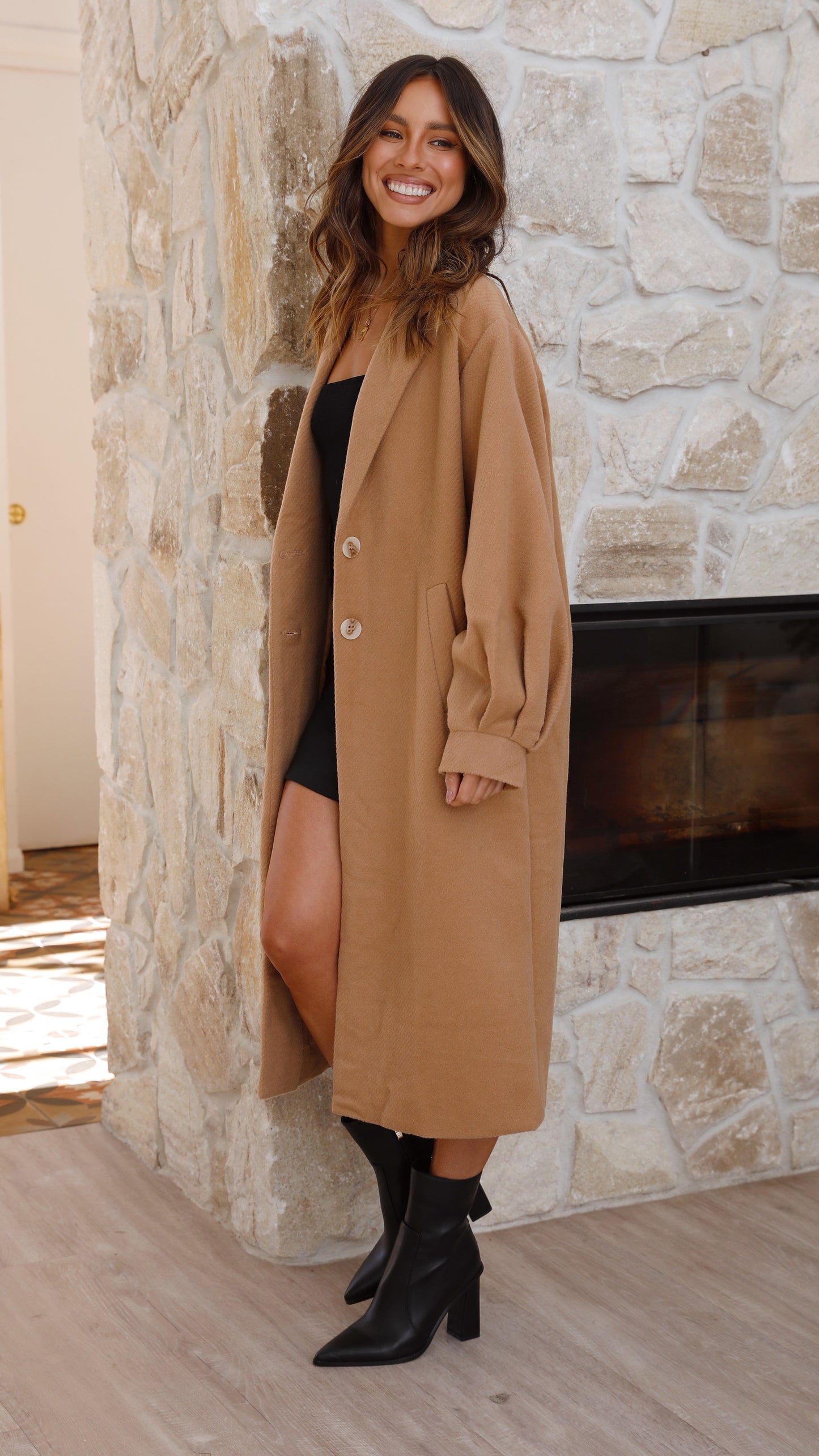 Katalina | Abrigo Largo Camel