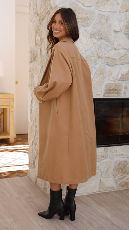 Katalina | Abrigo Largo Camel